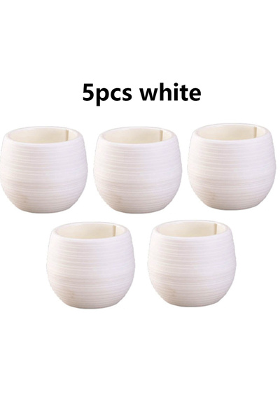Choice5 ٥ قطع بيضاء، ٥/١٠/٢٠ قطعة من أواني الزهور الصغيرة للنباتات العصارية و...