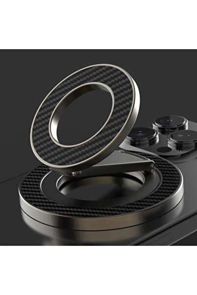 Choice حامل هاتف مغناطيسي مزدوج الجوانب من ألياف الكربون السوداء، متوافق مع ن...