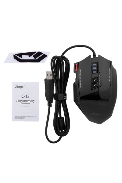 Choice ماوس ألعاب بأسلاك Zelotes C-13 أسود اللون، 13 مفتاحًا، دقة 10000 نقطة ...