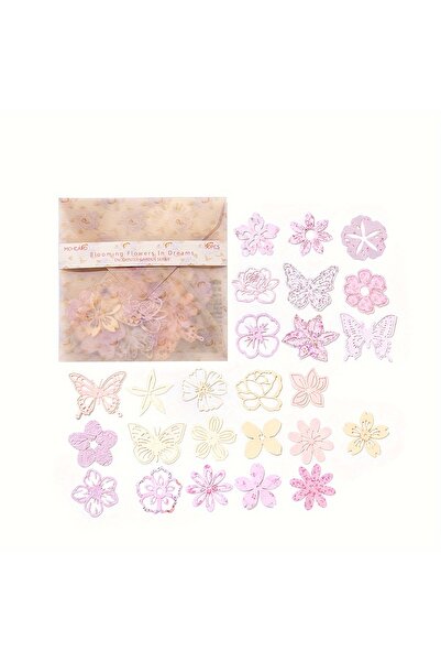 Choice B 50 Pcs Vintage Flower Butterfly Decorative Paper Hand Account Diary ...