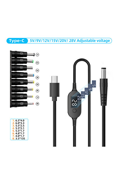Choice3 كابل طاقة USB-C بقدرة 140 واط إلى كابل طاقة تيار مستمر 55 × 25 مم، قا...