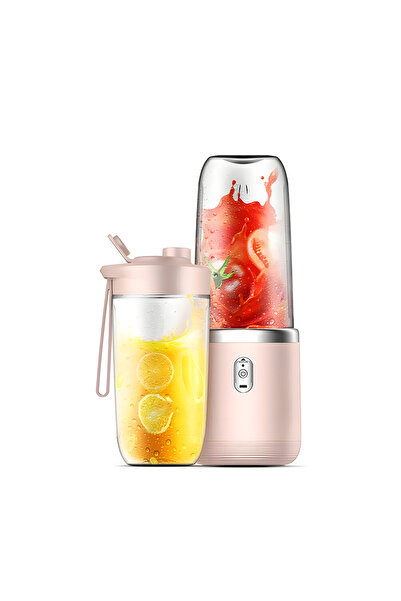 Choice Pink-double cup Portable Blender Bottle Electric 6 Blades Multifunctio...