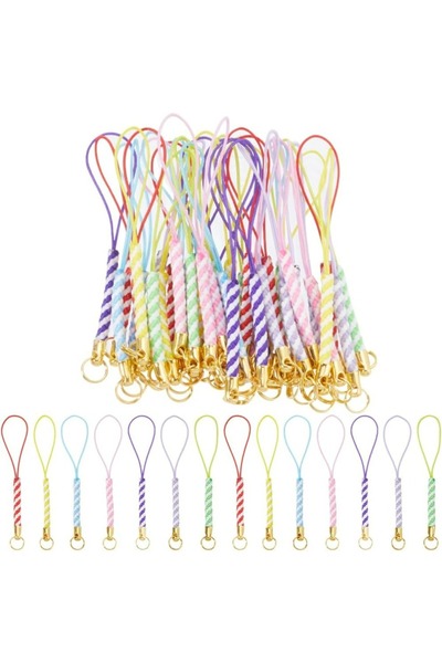 Choice AECH08-04624، 42 قطعة، حبل هاتف من النايلون بسبعة ألوان، مخطط ملون، مو...