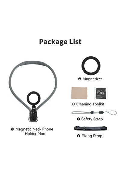 Choice حامل رقبة مغناطيسي رمادي من تيليسين ماكس، مصنوع من السيليكون، مزود بخا...