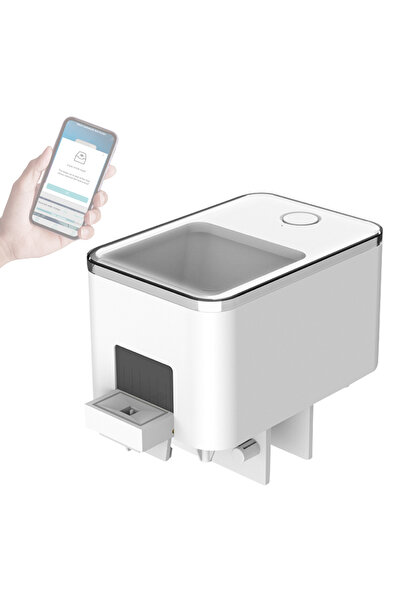 Choice مغذي أسماك الزينة الذكي الأوتوماتيكي بتقنية الواي فاي، أبيض اللون، بسع...