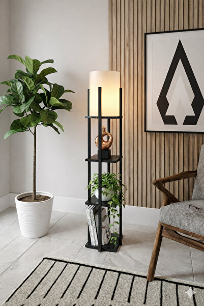 Turkish Home Floor lamp with shelves – black – 145 cm