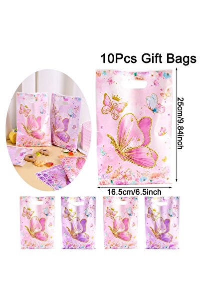 Choice 10pcs 10/20/50pcs Pink Purple Butterfly Gift Bags Flower Candy Cookie ...