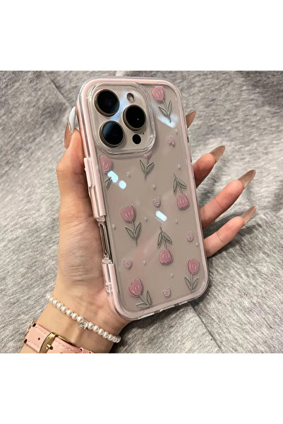 Choice8 غلاف هاتف شفاف بتصميم زهرة التوليب الوردية بألوان قوس قزح، مناسب لهات...