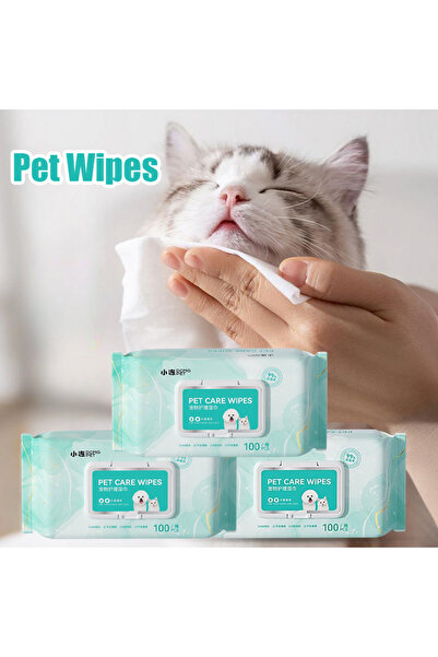 Choice ١٠٠ منديل مبلل للحيوانات الأليفة، مزيل للعرق، مرطب، منظف، يزيل بقع الد...
