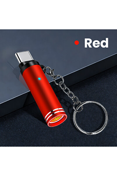 Choice1 محول ولاعة سجائر محمول من النوع C أحمر اللون مع سلسلة مفاتيح، ولاعة س...