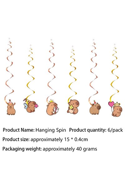Choice 6pcs hangings 6PCS Cute Capybara Hanging Swirls Animal Theme Birthday ...