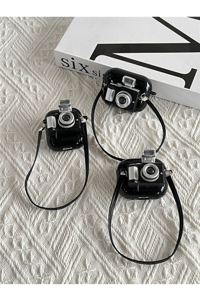 choice2 جراب أسود لسماعات AirPods Pro 2، جراب أنيق مزود بكاميرا وفلاش وحزام، ...