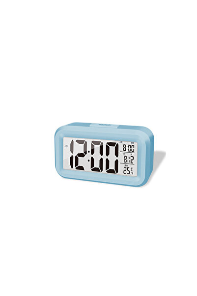 Choice1 Blue Smart Digital Alarm Clk Black White LCD Display with Temperature...