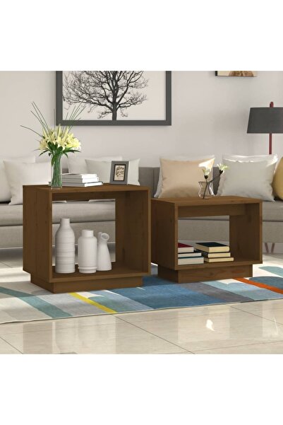 Concept Măsuțe de cafea suprapuse, 2 buc., maro miere, lemn masiv de pin