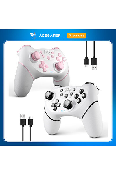 Choice4 عبوة من قطعتين من وحدات تحكم AceGamer اللاسلكية باللونين الأبيض والور...