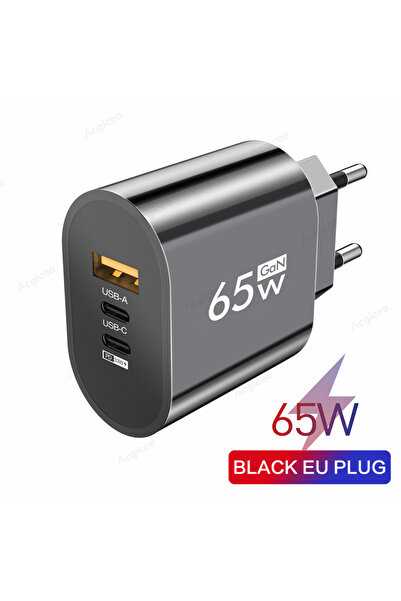 Choice3 Black EU 65W GaN USB Type C ChargerMobile Phone Power Adapters For iP...