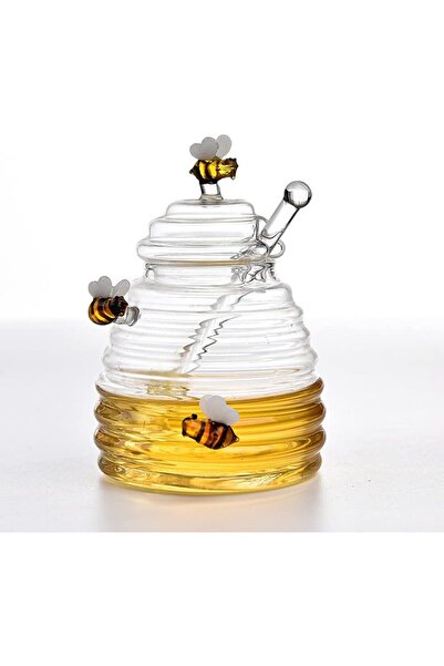 Choice clean Honey Jar with Dipper,Lid and Bee Decoration Beautiful Honey Sha...