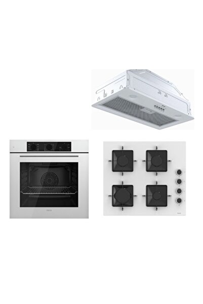 Ferre Flowart (QBL62CB SS206 D051 ) Beyaz Ankastre Set