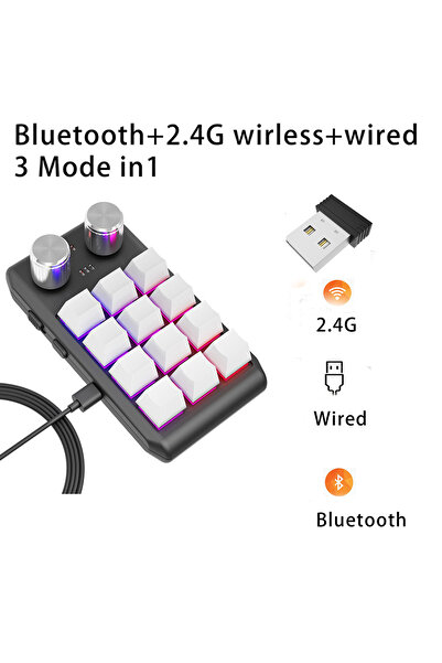 choice2 لوحة مفاتيح GGBEE بيضاء بأسلاك بتقنية بلوتوث 2.4 جيجا هرتز، قابلة للب...