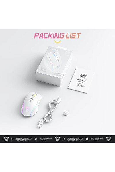 choice2 ماوس لاسلكي أبيض من أونيكوما CW905 بتردد 2.4 جيجاهرتز، مزود بإضاءة RG...