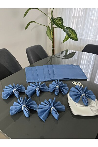 BRL ÇEYİZ HOME Colber Dertsiz Fabric Serviette and Ring (for 12 People)-12 Na...