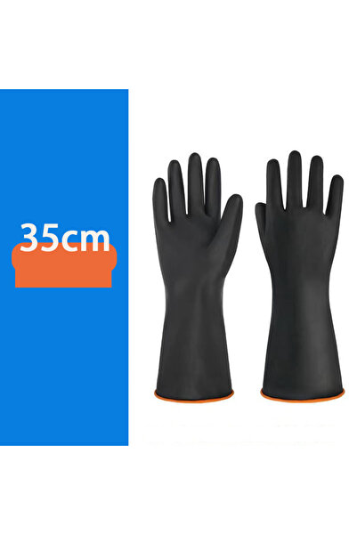 Choice قفازات تنظيف سوداء بطول 35 سم، مصنوعة من اللاتكس، مناسبة لفرك أدوات ال...