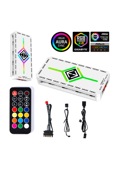 Choice APWIKOGER WHITE 1 To 9 Ports 3 in 1 4 Pin PWM Magnetic Suction Hub wit...