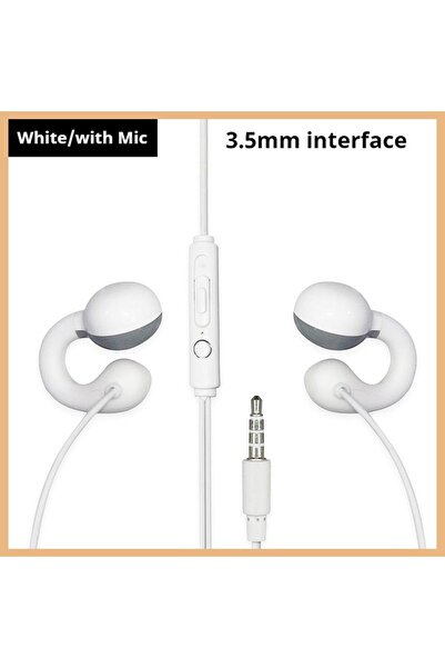 Choice سماعات رأس بأسلاك بيضاء بمشبك، مقاس 3.5 ملم (1.5 متر)، من النوع C وسما...