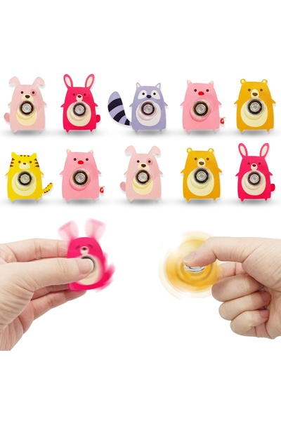 Choice1 مجموعة متنوعة من 12 قطعة من سبينر حيوانات كرتونية أكريليك، مثالية لتو...