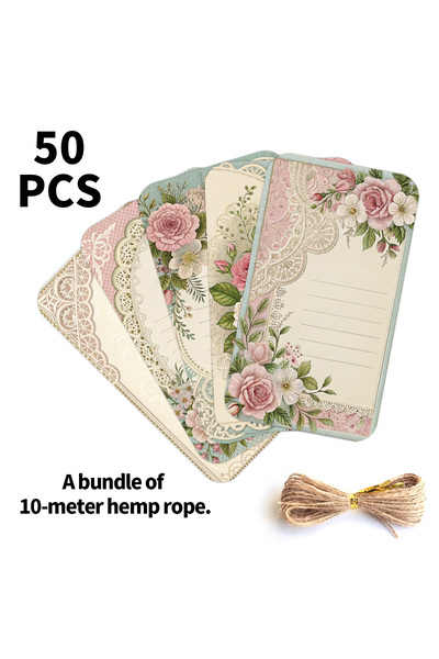 Choice 50pcs 50pcs Lace Floral Design Hanging Tags With Rope,For Wedding Vale...