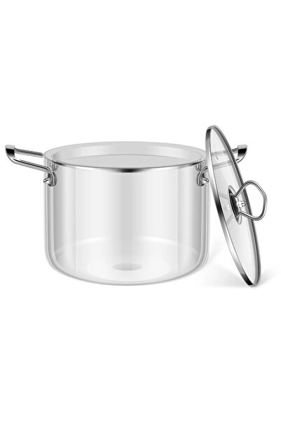Choice1 3.5L Glass Soup Pot with Lid Stainless Steel Double Handles Heat Resi...