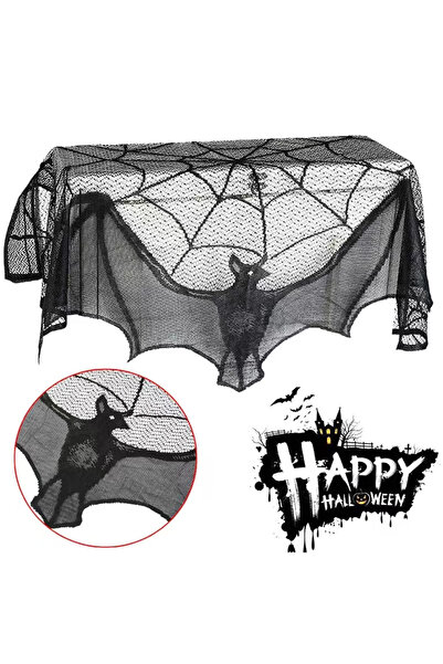 Choice دانتيل سوداء قطعة واحدة للهالوين، مقاس 95 × 57 سم، مفرش مفرش طاولة أسو...