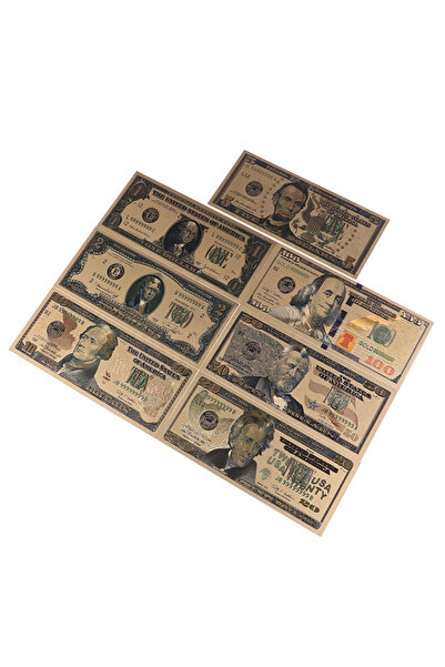 Choice 7pcs New 7Pcs/set Commemorative Gold Foil Usa Dollars Paper Money Bank...