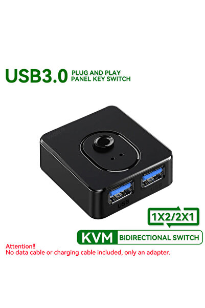 Choice مفتاح KVM USB 3.0 بدون كابل بيانات، موزع USB ثنائي الاتجاه 1x2/2x1، مح...