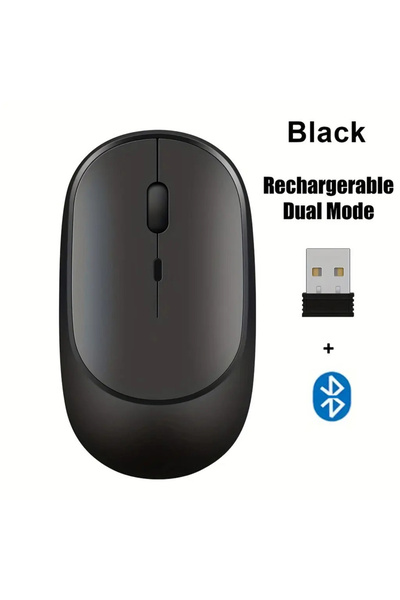 Choice3 ماوس لاسلكي أسود قابل لإعادة الشحن، ثنائي الوضع، متوافق مع تقنية بلوت...