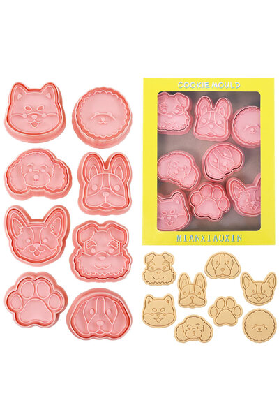 Choice مجموعة قوالب تقطيع بسكويت على شكل كلاب (8 قطع) - 8 قطع - قوالب نقش على...