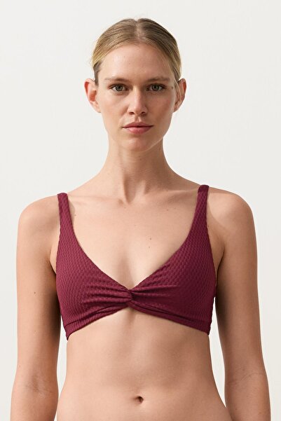 Oysho Halter yaka jakarlı mini kareli bikini üstü