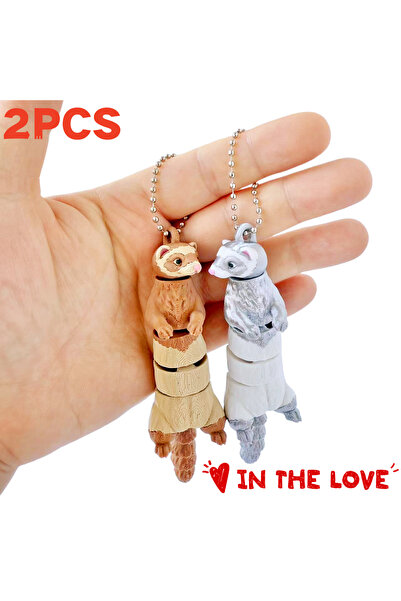 choice2 قطعتان، كل قطعة نصفية - سلسلة مفاتيح على شكل حيوان ابن عرس متحرك مطبو...
