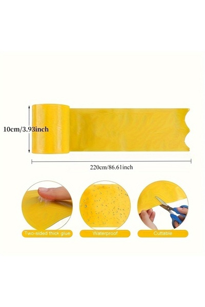 Choice لفة واحدة من شريط لاصق أصفر مزدوج الجوانب مقاوم للحشرات، مقاس 3.94 × 8...