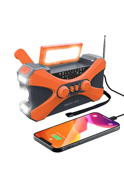 Choice راديو برتقالي متعدد الوظائف يعمل بالطاقة الشمسية بسعة 10000 مللي أمبير...