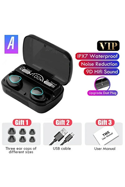 Choice سماعات أذن بلوتوث M10 سوداء اللون بدون استخدام اليدين مع شاشة LED وسما...