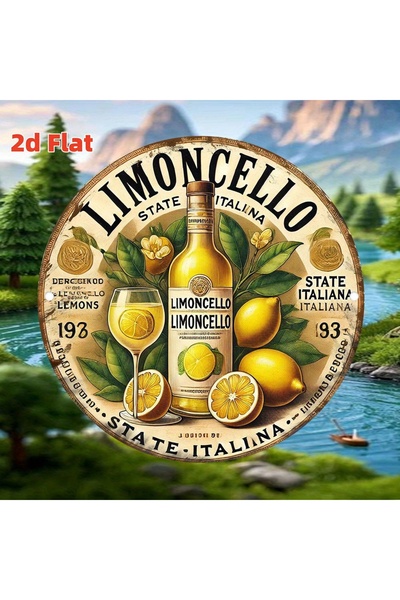 Choice Round 20X20CM 2D Flat, 1pc Italian Limoncello Metal Wall Art Sign - Vi...