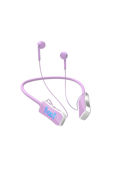 Choice1 سماعات رأس لاسلكية TWS بنفسجية اللون، مزودة بسماعات بلوتوث، وطوق رقبة...