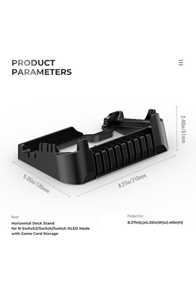 Choice حامل أفقي أسود من جيم كول لجهاز نينتندو سويتش 2، حامل تخزين أفقي، ملحقات