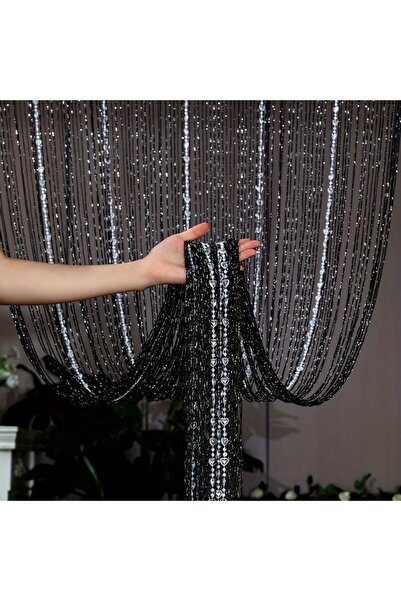 Choice ستارة سوداء مرصّع بالخرز بشرابة وخرز أكريليك ، مقاس 1×2 متر، قطعة واحد...