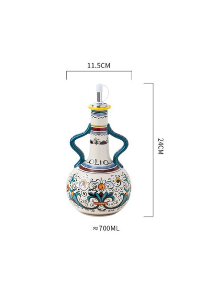 Choice1 700ML Large Bohemia Oil Storage Dispenser Underglaze Embossed Contain...