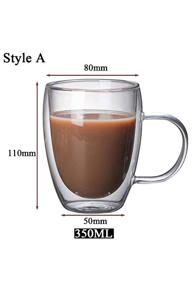 Choice8 كما هو موضح في الصور، كوب زجاجي معزول بجدار مزدوج ، سعة 350 مل، متوفر...