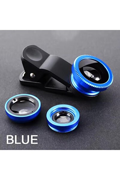 choice2 عدسات الهاتف الزرقاء 3 في 1 ذات عين السمكة وعدسة تكبير بزاوية واسعة و...