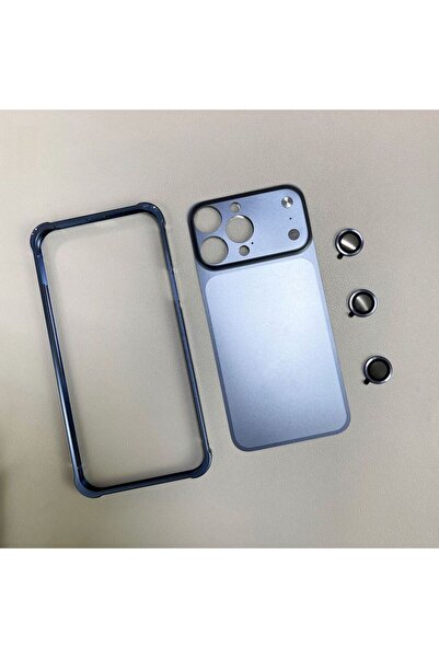 Choice22 جراب إطار معدني أصلي باللون الأزرق لهاتف iPhone 16 Pro Max، متوافق م...