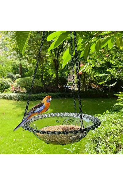 Choice3 مجموعة مغذيات الطيور المعلقة باللون الرمادي مع سلسلة، ديكور خارجي للح...